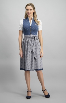 Midi dirndl 2 részes 65 cm Amalie dunkelblau grau - Csak raktárról! (48)