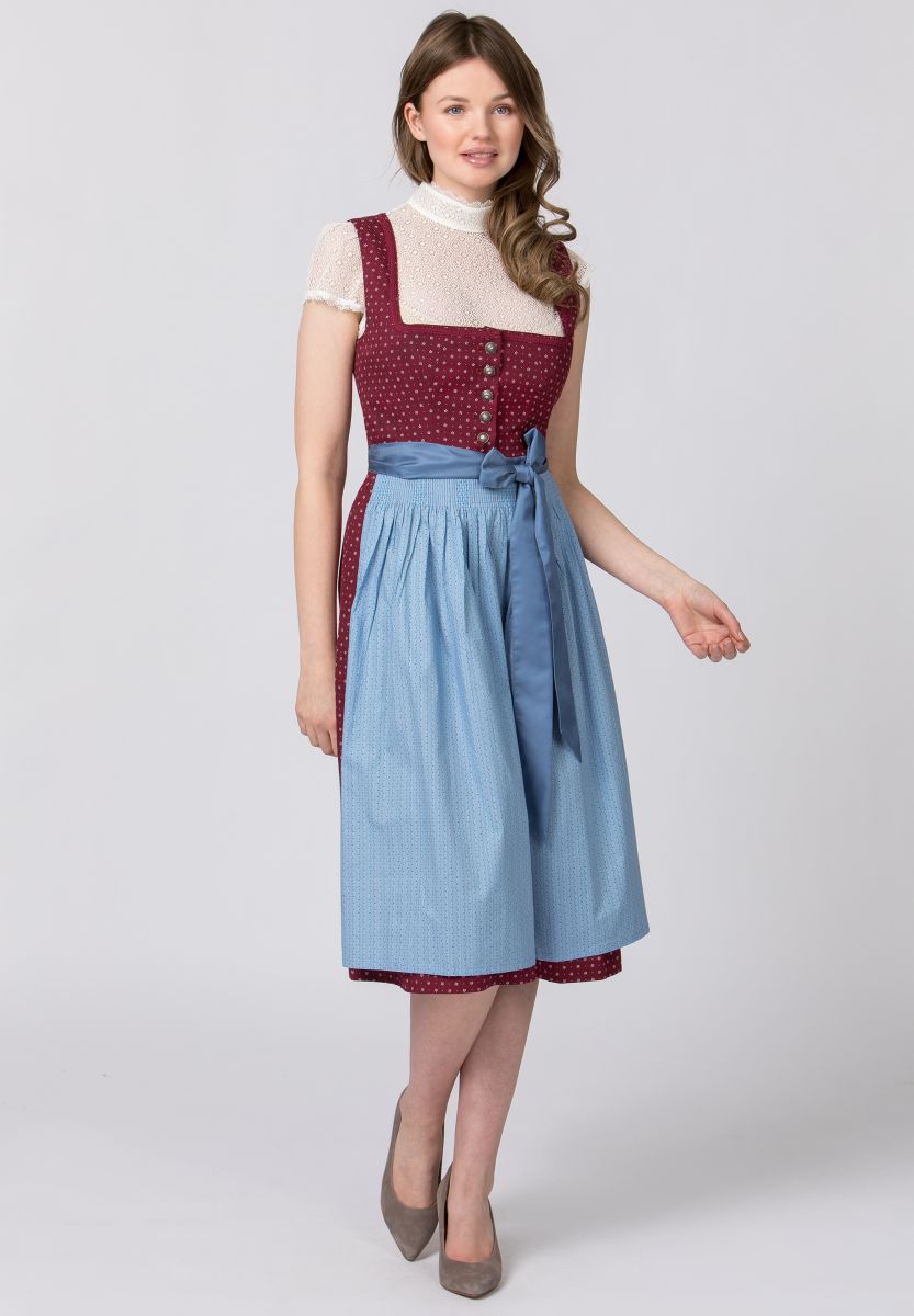 Midi dirndl 2 részes 70 cm Julina bordeaux