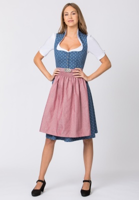 Midi dirndl 2 részes 65 cm Coraline blau-altrosa